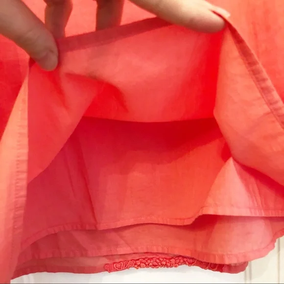 J. Crew coral pink cotton shift dress with embroidered eyelet stripe size medium - Picture 6 of 7